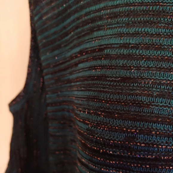 Apt. 9 Teal Green Metallic Cold-Shoulder Knit Sweater Top Size Womens Large - Picture 7 of 10